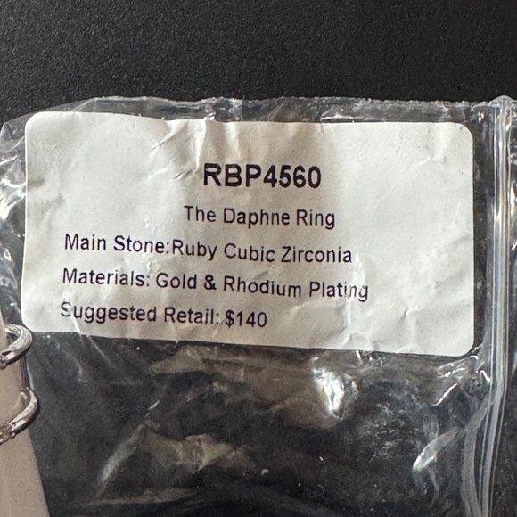 Bomb Party 'The Daphne Ring' RBP4560 - Ruby Cubic Zirconia Size 8 - Picture 6 of 6